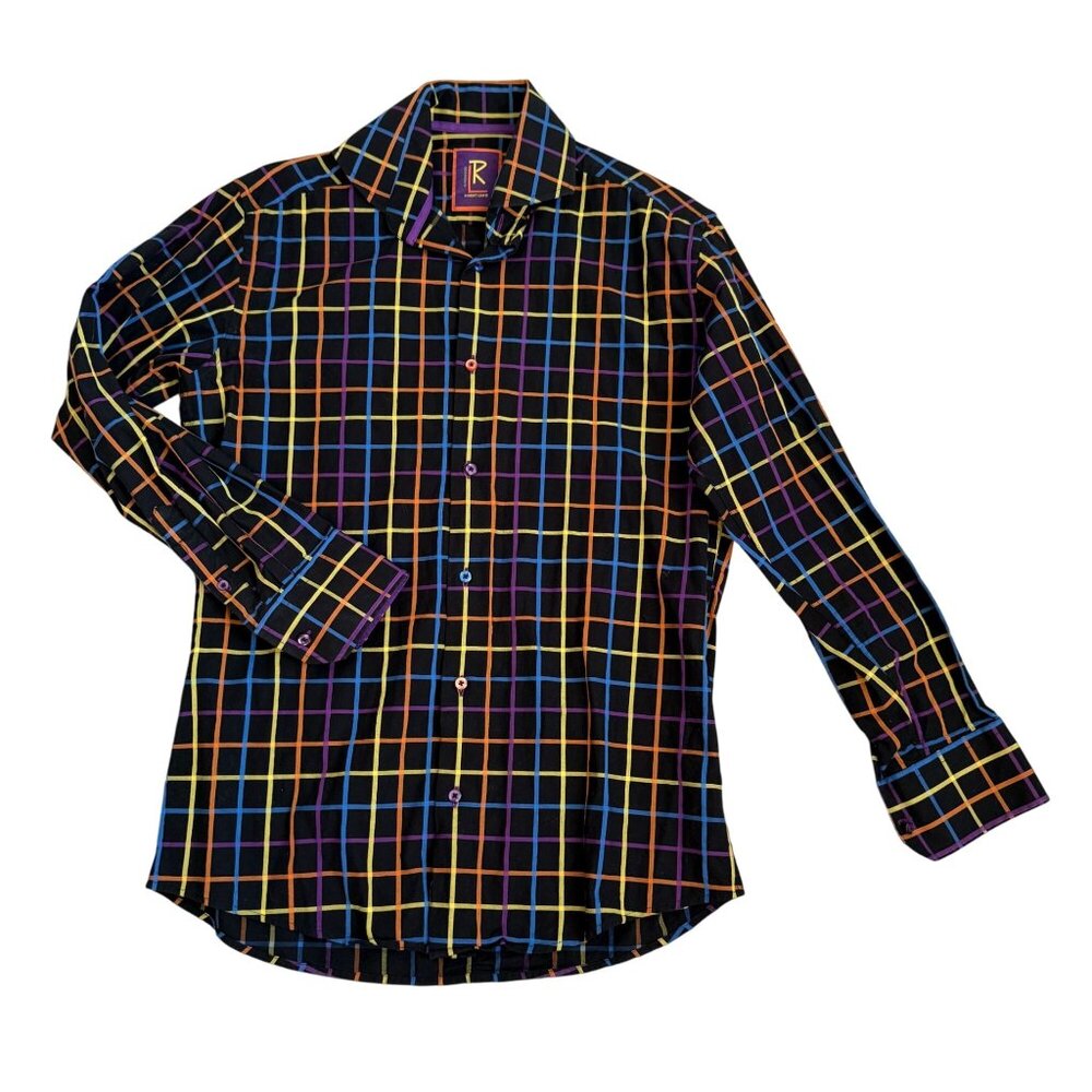 Robert Lewis Long Sleeve Downtown Check Button-Up Shirt Men's Large Multicolor